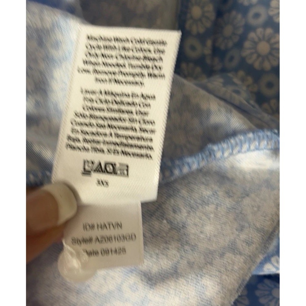 Aria Lot 2 Blue Floral Nightgown 3X House Dress Loungewear Pockets 100% Cotton - Picture 9 of 10